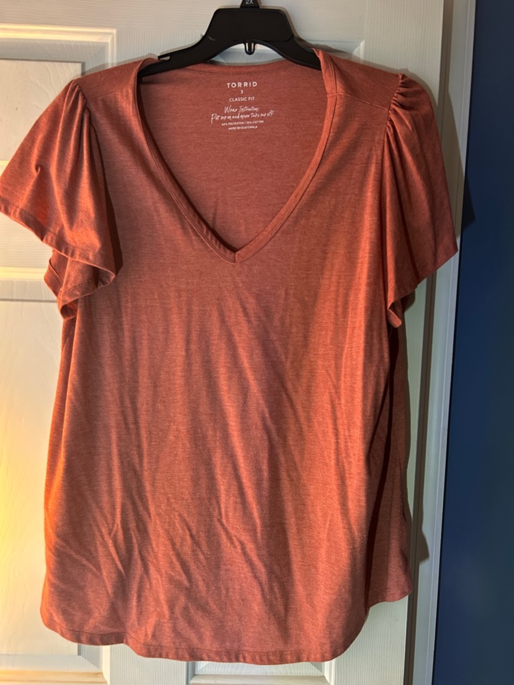 torrid Rust V-Neck Flutter Sleeve Tee